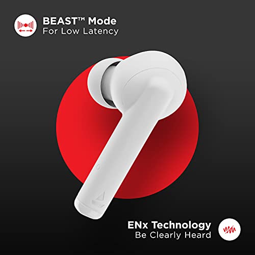 Image of boAt Airdopes 452 TWS Earbuds with Beast Mode for Low Latency, ENx Technology, Upto 20 Hours Battery, ASAP Charge, Bluetooth v5.2, IWP Technology, IPX4 and Type-c Interface(White Purity)