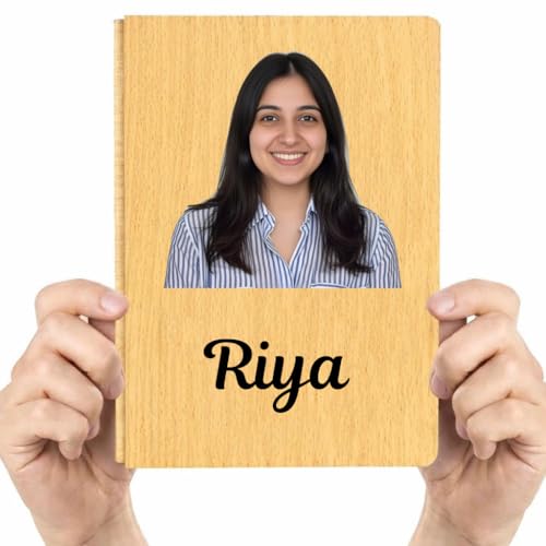 Image of Personalized Wooden Diary with UV Printed Photo & Name | Custom Photo Notebook Journal | Customized Gift for Couples, Friends, Office & Special Occasions