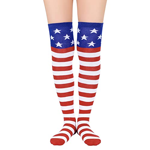Image of Zando Womens Stripes Thigh High Socks Thigh Highs Casual Knee High Stockings