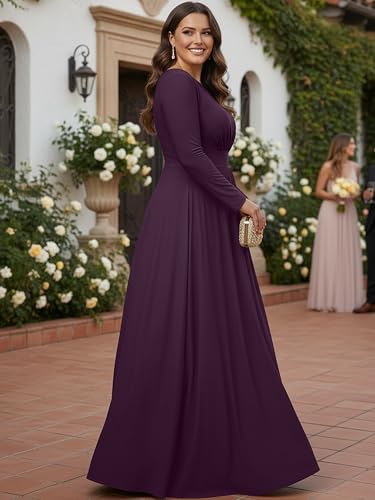 Image of KOH KOH Womens Long Sleeve Flowy Modest Elegant Evening Maxi Dress Gown