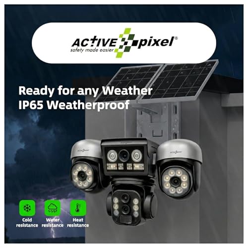 Image of Active Pixel 4G 4MP Solar Security Outdoor 4 Camera Setup with 8X Zoom PTZ Main Lens 360 Pan Tilt | Dual Screen View | SIM Supported No WiFi CCTV | Color Night Vision | AI Motion Detection - H7
