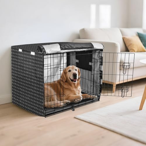Housse de cage pour chien en polyester 600D gris foncé taille L pour jardin et extérieur - 7