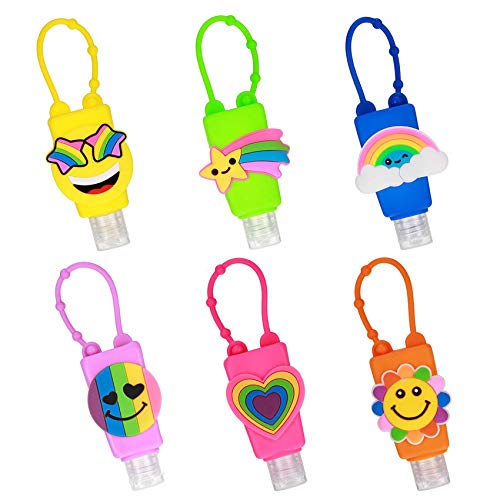 6 Piezas Botellas de Viaje Portátiles Animal con Mosquetón de 30ml de Desinfectante