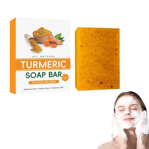 Jabón De Miel Y Cúrcuma, Jabón Natural De Cúrcuma Para La Cara Y El Cuerpo, Deja La Piel De La Cara Y El Cuerpo Suave Y Flexible, Limpia Suavemente Y Es Adecuado Para Todo Tipo De Piel.