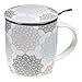 Satya Confezione Regalo Grigio Mug Mandala con Tazza 400 CC, Coperchio e infusore Inox - Porcellana Bone China