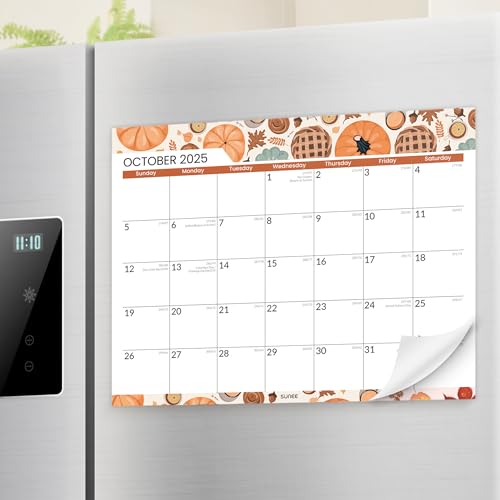 SUNEE Magnetic Calendar for Refrigerator 2026-2027 from October 2025 to