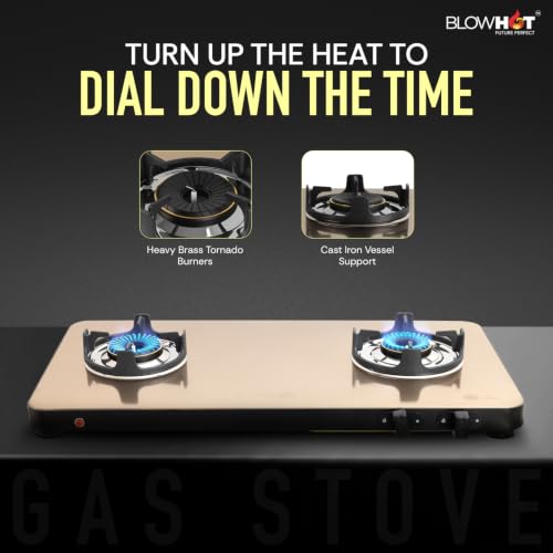 Image of BLOWHOT Crystal 2B Gas Stove | Stainless Steel Top | Push Button Auto Ignition Gas Stove Powered by Battery | Warranty - 2 Year on Product | 5 Years on Burner and Gas Valves
