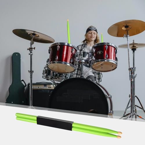 Baquetas profesionales de arce con acabado verde neón para baterías electrónicas y acústicas, herramientas de percusión amigables para principiantes miniatura 3