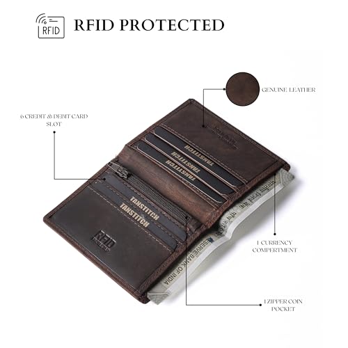 Image of TANSTITCH Slim Leather Wallet || Small,Compact, Minimalist & Thin Wallet || RFID Protected || Front Pocket Carry