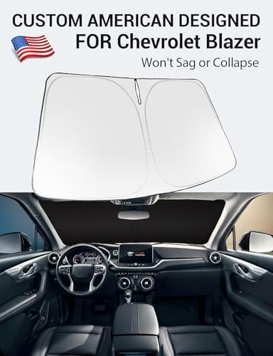 Image of Proadsy Windshield Sun Shade for Chevrolet Blazer 2019-2025 2026 Foldable Front Sunshade Protector Sun Visor Blocks UV Rays Keep Car Cooler