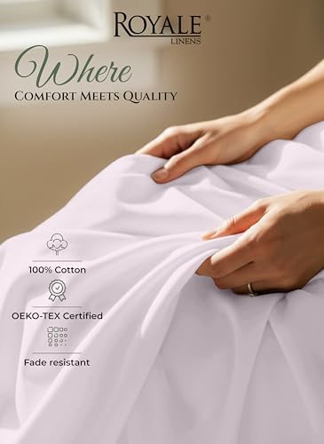 Image of Royale Linens 100% Organic Cotton King Size Flat Sheet Only - Percale Top Sheets - King Flat Sheet Sold Separately - Lightweight & Soft 100% Cotton Lavender Bed Sheets Only (105 inch x 102 inch, Lavender)
