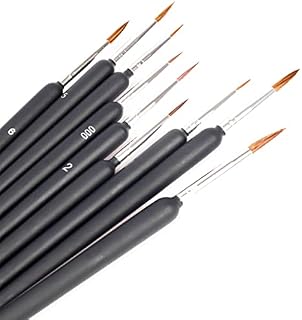 9pcs Fine Detail Paint Brush Professional Artist Miniature Painting Brushes Kit Including 000/00/0/1/2/3/4/5/6 for Acrylic, Watercolor, Oil, Face, Nail, Scale Model Painting, Line Drawing