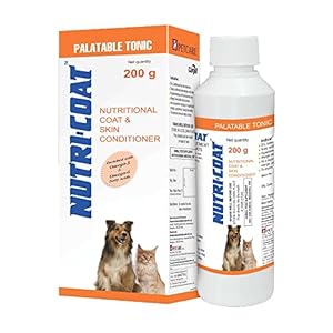 NUTRI-COAT Has Fatty Acids, Vitamins And Minerals Supplement With Vitamins | White And Orange | Liquid | 200 Gm, Cat