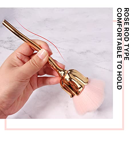 AKOAK 1 Pack Manicure Dust Brush, Pink Rose Brush, Suitable for Nail Trimming Cleaning Brush Loose Powder Blush Brush