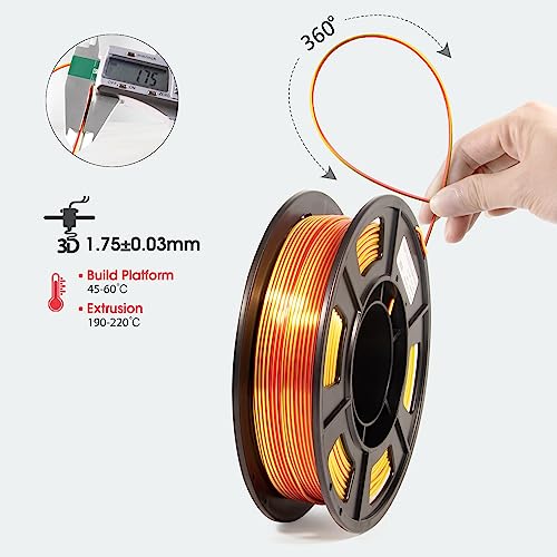Image of iSANMATE 3D Printer Filament, PLA Filament 1.75mm Bundle, Dual Color Filament Silk PLA, Dimensional Accuracy + /- 0.03 mm, 250g x 4 Pack(Gold+Red,Red+Green, Blue+Silver, Bronze+Silver)