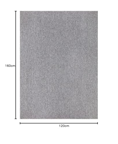 TT Home Waschbarer Wohnzimmer Teppich Esszimmer Kurzflor Unifarben Melierte Optik Modern, Farbe:Grau, Größe:120x160 cm
