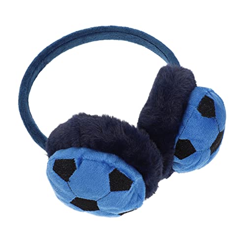 BESPORTBLE Soccer Shape Winter Ear Warmer Earmuff for Boys Practical Cold Weather Ear Cover Durable Protective Blue Black