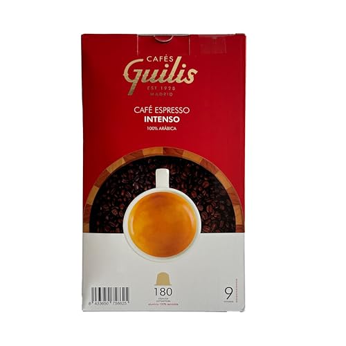 CAFES GUILIS DESDE 1928 AMANTES DEL CAFE Cápsulas Compatibles Máquinas Café Espresso - Café Intenso - Aluminio Reciclable - Sabor Intenso y Aromático - Pack 180 Uds