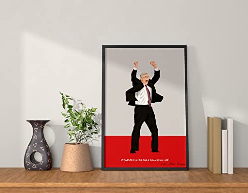 Image of QUOTE - UNQUOTE ART Sir Alex Ferguson Framed Illustration Manchester United Legend - Original Football Art - 17x25 inches - Black Frame