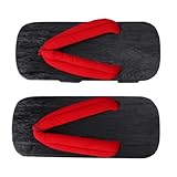 TOPPERFUN Zuecos Japoneses de Verano Unisex Sandalias Casuales con Plataforma Diseño de Dos Dientes Cómodos para Hombre y Mujer EU Rojo con Madera