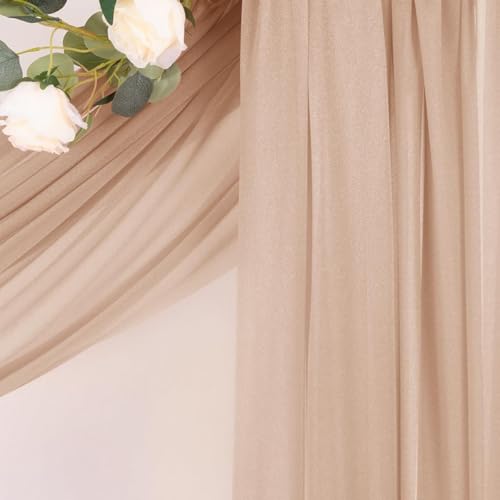 Image of Wedding Glitter Arch Draping Fabric Nude 1 Panel 29 inch x 6.5 Yards Sheer Backdrop Curtain Drapery for Summer Wedding Ceremony Birthday Party Indoor Ceiling Decor