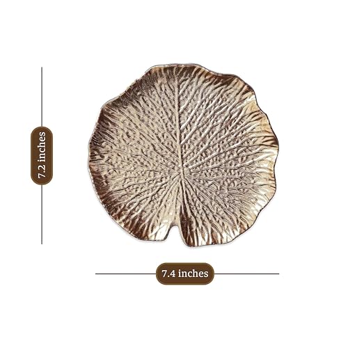 Image of Art Street Golden Lotus Leaves Tray MDF Wall Plate For Living Room, Decorative Wall Hanging Carved Decal for Home Decor (Set of 4, 7.2x7.4 Inch)