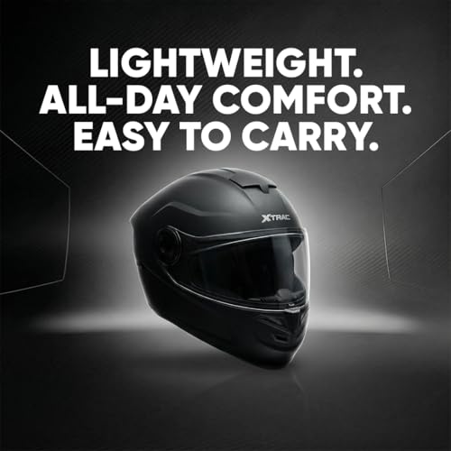 Image of Xtrac Arc Full Face Helmet - ISI Certified Bike Helmet for Men & Women | High-Impact ABS Shell | Clear Scratch-Resistant Visor | Comfortable Inner Padding | Secure Chin Strap for Safe Riding