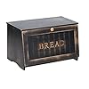 HOMEKOKO Large Wood Bread Box for Kitchen Counter Retro Design Single Layer Bamboo Large Capacity Food Storage Bin Vintage Black