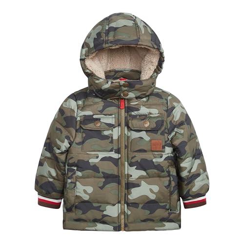 Image of LONDON FOG Boys' Heavyweight Winter Puffer Coat With Sherpa-lined Hood and Chest Pockets