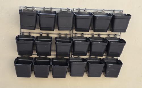 Image of ZEONELY MART Vertical Hanging Potss | wall mounting potss Plants | Vertical Garden planters pots Black Colour (4 inch- 18 pots) Set 2