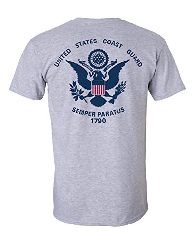 USCG US Coast Guard Flag T-Shirt Sport Grey Front and Back