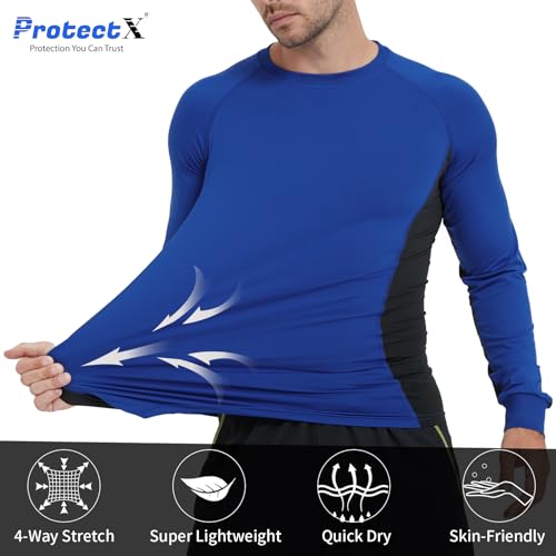 ProtectX 2 Pack Men's Long Sleeve Sun Protection Shirts Quick Dry UPF 50+ Lightweight Athletic Shirt for Workout Hiking Fishing Blue X-Large3