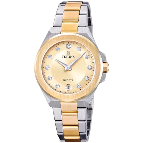 Festina Reloj Mujer Analógico de Acero Inoxidable 316l Multi - Movimiento de Cuarzo - Cristal Mineral de Alta Resistencia - Resistente al Agua 5 ATM - Calendario F20702/2 - Mademoiselle