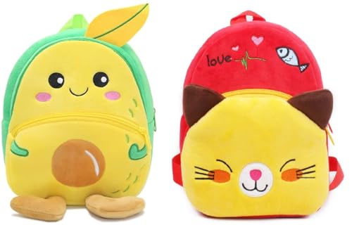 Image of blue tree Cute Boy's and Girl's Plush Bag Medium Quality Full Embroidery Designs Mini Travel Backpack Mango (Mango-Red Cat)