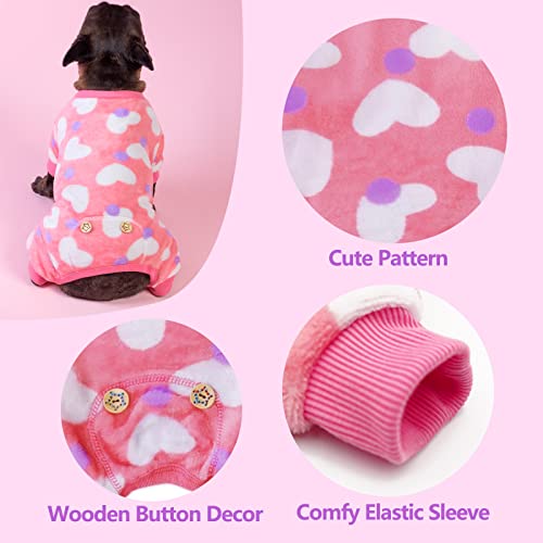Kyeese Dog Pajamas Heart Pattern Soft Material Stretchable Dog Pajama Onesie Pet Pjs Soft Velvet For Small Dogs #TOP4