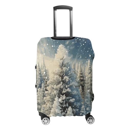 Snow Wonderland Pine Tree Christmas Luggage Cover, Washable Elastic Suitcase Cover Protector Fit 18-32 Inch Luggage4