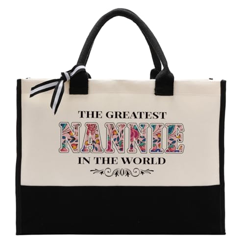 Nannie Gift for Mother's Day, Canvas Tote Bag for Gifting, Nannie Cotton Canvas Tote Bag, Shoulder Beach Bag, Novelty Present for Nannie, Nannie Canvas Bag Gift, The Greatest Nannie In the World