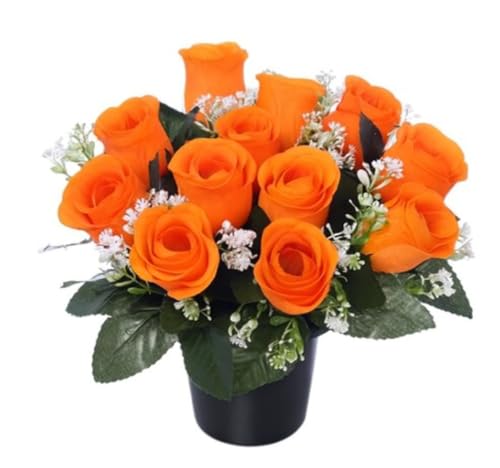 Fleurs funéraires réalistes contre le vent : pot avec insert mousse pour tombe