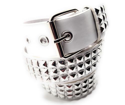 Silver on White Studded Belt Trim-to-Fit Punk