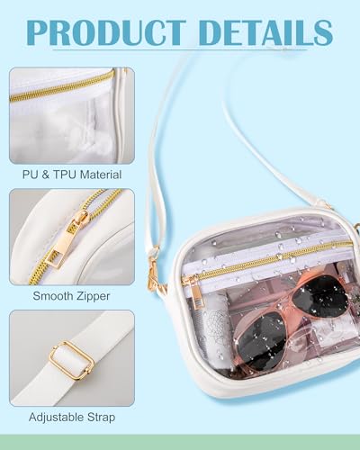 Amylove 6 Pcs Clear Crossbody Bag Stadium Approved TPU Bags with Adjustable Strap Transparent Purse for Concerts Sport Events3
