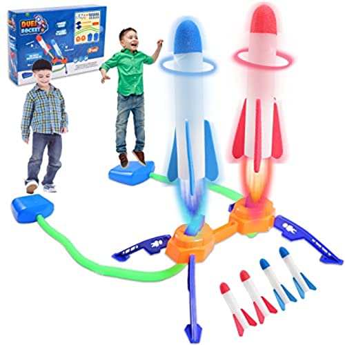 STOTOY Spielzeug Rakete für Kinder,Druckluftrakete,mit 4 LED Schaumstoff Raketen,Air Raketenspiel 3-12 Jahre Kinder Outdoor Spielzeug Garten Spielzeug Weihnachten Geschenke für Jungen Mädchen Cover