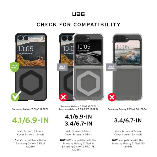 Image of Urban Armor Gear UAG Compatible with Galaxy Z Flip 8 Case, Mouve - Magnetic Charging Transparent Clear Rugged Military Grade Protective Cover - Ash