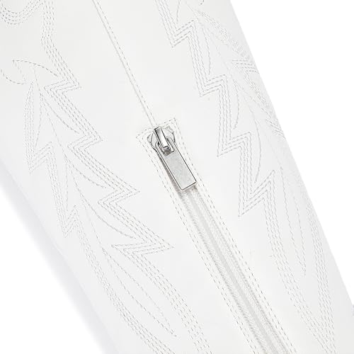 LISYIIZ Women's Cowboy Boots Wide Calf Knee High with Zip Classic Chunky heel for Girls Ladies Fall Winter4