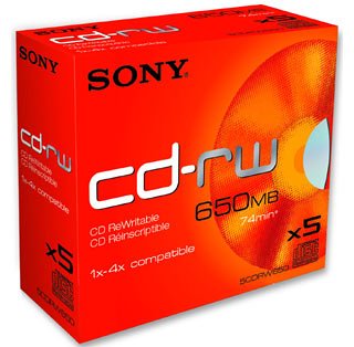 Preisvergleich Produktbild Sony CD-Rohlinge CD-RW 650MB 5er Pack (74Min)