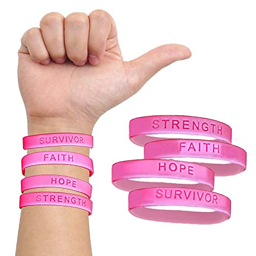 Dazzling Toys Silicone Bracelet – Set Of 72 Pink Bracelets For Breast Cancer Awareness, Inspirational Thoughtful Encouraging & Motivational Wristband, Cute Encouragement Accessories For Women & Girls #TOP1