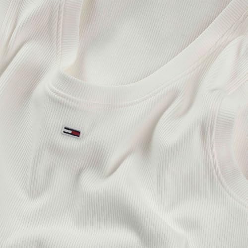 Tommy Jeans TJW ESSENTIAL RIB TANK EXT Kadın T-shirt, Beyaz, L - Görsel 5