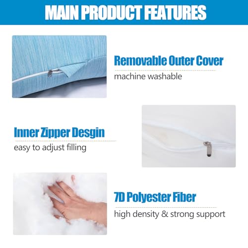 Image of 1 MIDDLE ONE Pregnancy Pillow, C Shaped Full Body Pillow for Maternity Support, Pregnant Women Sleeping Pillow with Cover (Cooling Blue)
