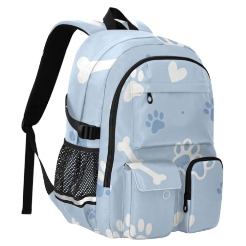 Mochila de viaje de huellas de perro azul para universidad 2
