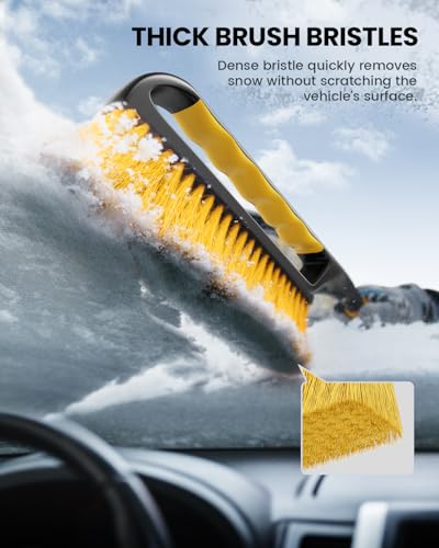 AUTOWN 2 Pack 27\" Snow Brush and Ice Scraper for Car Windshield, 3-in-1 Ice Scraper & Snow Brush & Water Squeegee, Detachable Snow Scrapers with Ergonomic Foam Grip for Cars, Trucks, SUVs - Thumbnail 3