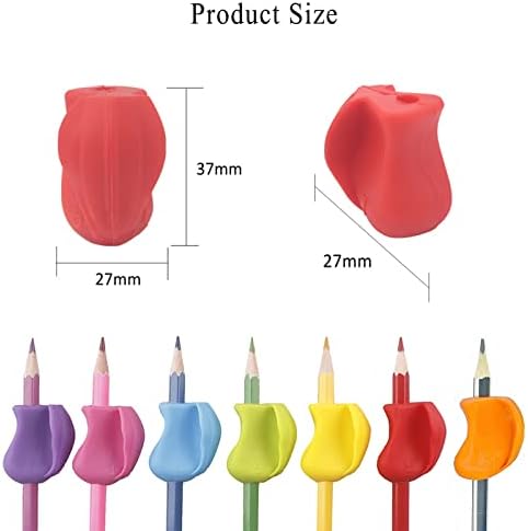 VIKSAUN 7Pcs Crossover Pencil Grips, Pencil Grips for Children, Silicone Ergonomic Posture Correction Writing Tool for Preschoolers, Adults, Lefty or Righty,Suitable for all Pencil Types(Multicolor)